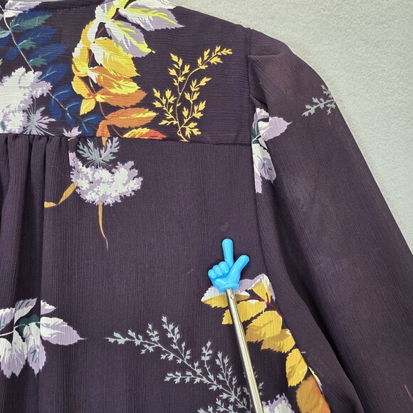 Madewell Wrap Front Top in Blooming Oasis Plum Womens Size Medium - Picture 13 of 14